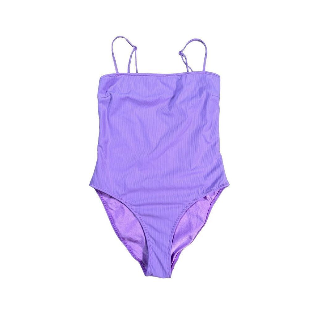 triangl swimwear lavender purple ribbed one piece swimsuit square neckline XS
